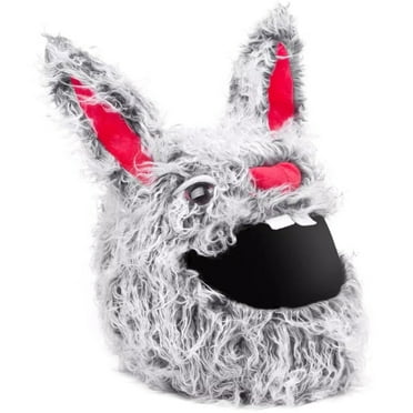ZHaobin Full-Face Helmet Protective Covers Horror Plush Rabbit Helmet Cover Helmet Decoration(Helmet Not Included) (Gray)