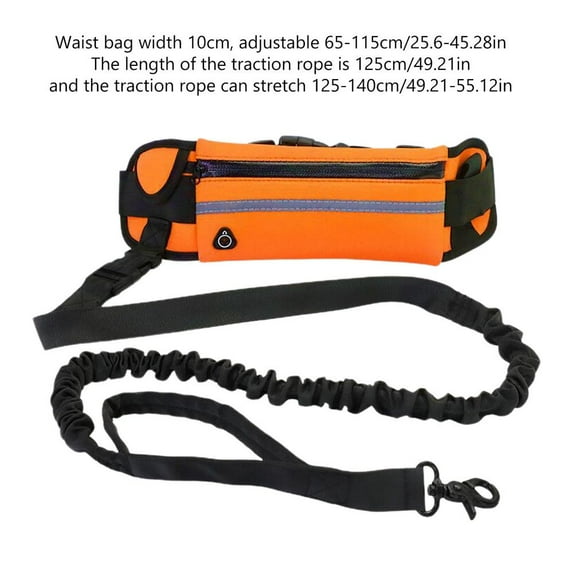 ZHaobin Hands-Free Dog Walking Belt Fanny Pack Waist Belt Adjustable Professional Harness Dog Running Rope for Outdoor Park Pet Supplies (Orange)