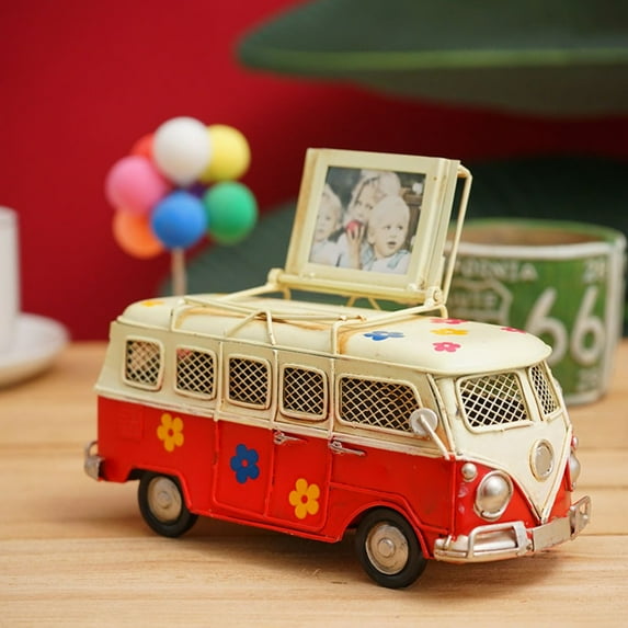 ZHaobin Large Campervan Model New Retro Desktop Decoration Camper Van Model Gift Metal Iron Art Bus Piggy Bank Photography Props (5-Piggy Bank)