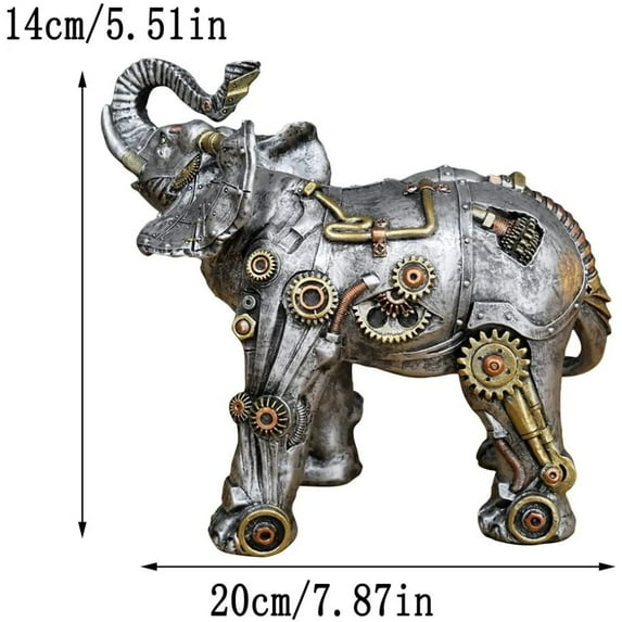 ZHaobin Mechanical punk dog animal statues,industrial Gothic steampunk standing dog decorations,creative punk office bookshelf decoratio (Mechanical elephant)