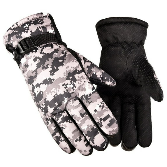 ZHaobin Men Winter Waterproof Thermal Full Finger Gloves Thick Plush Lining Camouflage Print Anti-Slip Palm Adjustable Snow Ski Gloves (4)