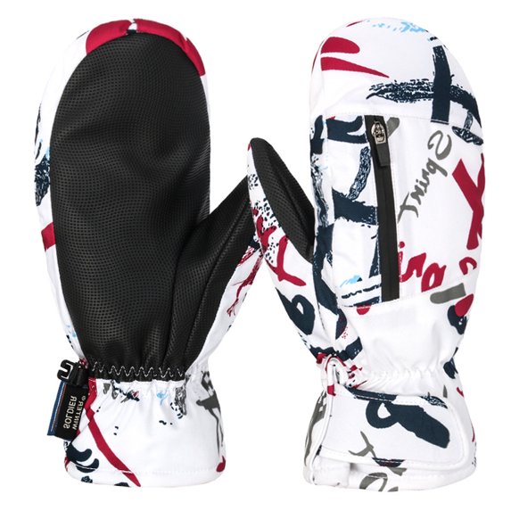 ZHaobin Men Women Autumn Winter Gloves Waterproof Thermal Touch Screen Windproof Warm Mittens Running Cycling Sports Hiking Ski Gloves (Red White)