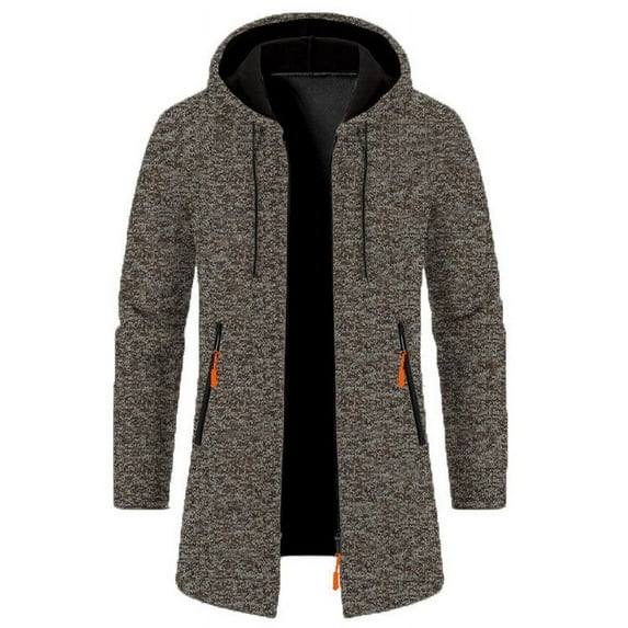 ZHaobin Men's Hoodies SpringAutumn CasualSolid Hooded Zip-Up Sweatshirts LongSleeve Knit Hoodie Men Sweatshirt Streetwear Hoody Cardigan (Coffee color,M)