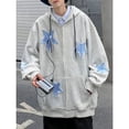 thumbnail image 1 of ZHaobin Men's Star Patch Zip Up Hoodie for Men Oversized Y2k Sweatshirt Jacket E-Girl 90s Pullover Streetwear (GRAY,M), 1 of 6