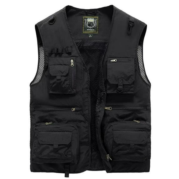 ZHaobin Men's Summer Outdoor Tooling Vest Multi-pocket Waistcoat Casual Solid Color Thin Fishing Photography Vest Vest Jacket (Black,6XL)