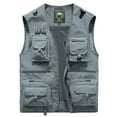 thumbnail image 1 of ZHaobin Men's Summer Outdoor Tooling Vest Multi-pocket Waistcoat Casual Solid Color Thin Fishing Photography Vest Vest Jacket (Gray,5XL), 1 of 6