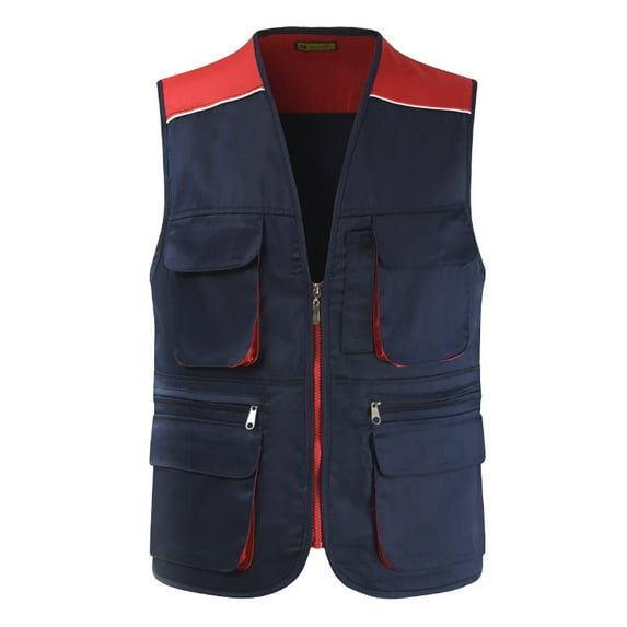 ZHaobin Mens Active Work Utility Waistcoat Fishing Vest Photography Work Multi-Pockets Outdoors Journalist's Vest Sleeveless Jackets (Navy Blue,XXL-Full Chest116cm)