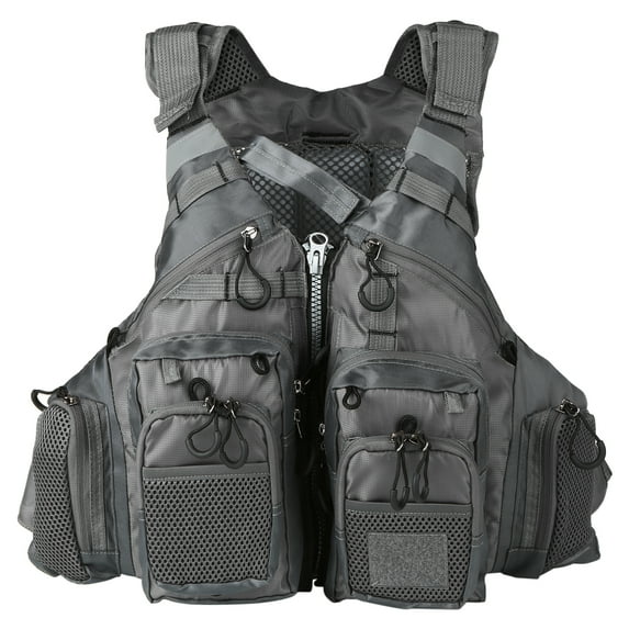 ZHaobin Outdoor Breathable Padded Fishing Life Vest 209lb Bearing Life Safety Jacket Swimming Sailing Waistcoat Vest Floatation (Grey)