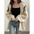 thumbnail image 1 of ZHaobin Oversize Cardigan Sweater Women Casual Loose Lazy Wind Korean Tops Vintage Long Sleeve Lady Simple Design Cardigan (Apricot,One Size), 1 of 6