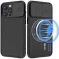 thumbnail image 1 of ZHaobin Slide Lens Protection Magnetic PC Phone Cover for iPhone 16 11 12 13 14 15 Pro Max Plus Soft TPU  for Magsafe Wireless Back Case (Black,For iPhone 13 ProMax), 1 of 7
