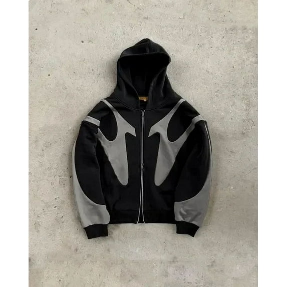 ZHaobin Streetwear Y2K Zip Up Hoodie Men Women New Style Gothic Long Sleeve Jacket Sweatshirt Harajuku Hip Hop Oversized Hoodie Clothes (black,XXL)