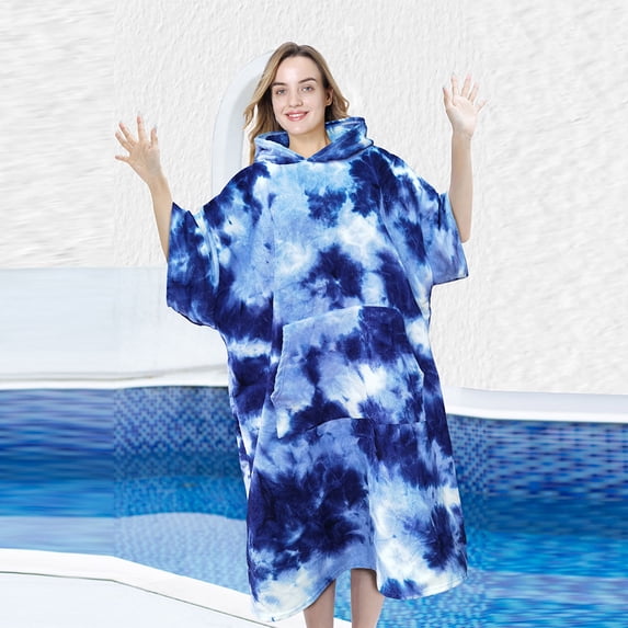 ZHaobin Surf Poncho Towel Multifunctional Water Sports Hooded Robe Quick Dry Bath Swim Towel with Large Pockets for Surfer Swimmer Diver (S)