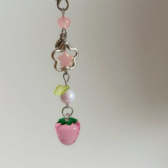 ZHaobin Sweetheart Strawberry Lanyard for IPhone Anti-Lost Bracelet for Samsung Mobile Phone Case Wrist Strap Keychain Cute Phone Charm (01)