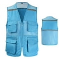 thumbnail image 1 of ZHaobin Utility Work Waistcoat for Men with Pockets and Reflective Stripes Breathable Mesh Work Vest Jacket Workwear (Sky Blue,XXXL-Full Chest122cm), 1 of 6