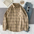 thumbnail image 1 of ZHaobin Vintage Women Plaid Shirts Autumn Long Sleeve Oversize Button Up Blouses Female Streetwear Loose Casual Shirts Femme Coat (khaki,XL), 1 of 7
