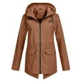 thumbnail image 1 of ZHaobin Waterproof clothing zipper hooded lightweight outdoor waterproof raincoat jacket thin outdoor jacket for women (Chocolate,M), 1 of 6