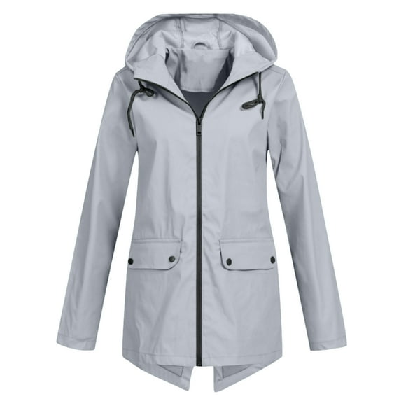 ZHaobin Waterproof clothing zipper hooded lightweight outdoor waterproof raincoat jacket thin outdoor jacket for women (GRAY,XL)