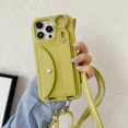 thumbnail image 1 of ZHaobin Wrist Strap Crossbody Lanyard Case for iPhone 16 15 14 Pro Plus Card Holder Wallet Leather Cover (Green,For iPhone 15 Plus), 1 of 7