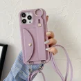 thumbnail image 1 of ZHaobin Wrist Strap Crossbody Lanyard Case for iPhone 16 15 14 Pro Plus Card Holder Wallet Leather Cover (Purple,For iPhone 15 Pro), 1 of 7