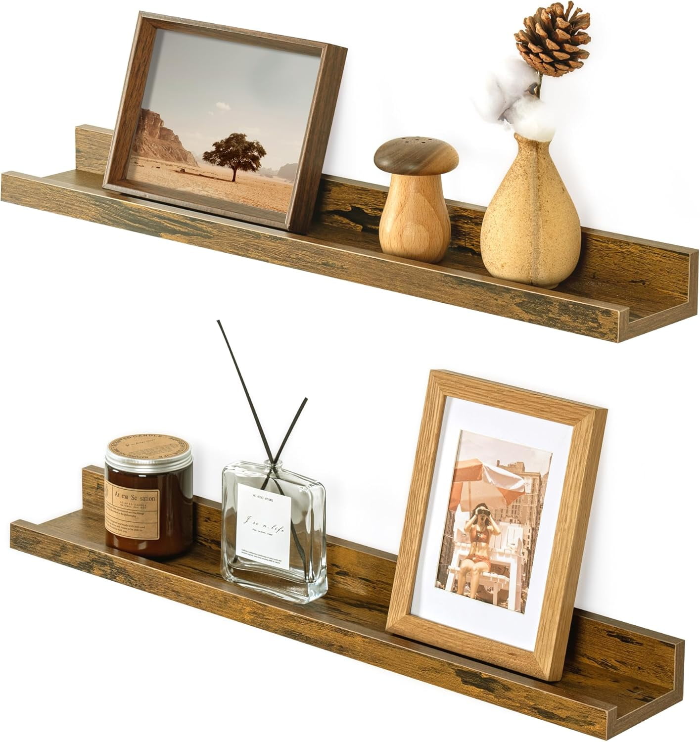 ZHxm Picture Ledge Shelf, Rustic Floating Shelves 24 Inches Long
