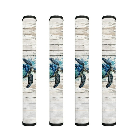 ZIATUBLE 4 PCS Fridge Door Handle Cover Anti-static Kitchen Appliance Decor Protective Handles Gloves Fridge Dishwasher Oven Protector, Waterproof Oil-proof, Sea Turtle Wood Grain