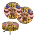 thumbnail image 1 of ZIATUBLE American Flag Bar Stool Seat Covers Highland Cow Sunflower Round Protective Cover 13-15 Inch Stretch Stool Covers Chair Slipcovers Set of 2 Piece Circle Chair Seat Covers, 1 of 6