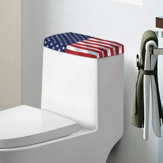 ZIATUBLE American Flag Toilet Tank Lid Covers Universal Toilet Tank Lid Elastic Toilet Tank Lid Covers for Bathroom Pack of 2 Easy to Clean Toilet Protector Dust Cover Lid Cover for 4th of July