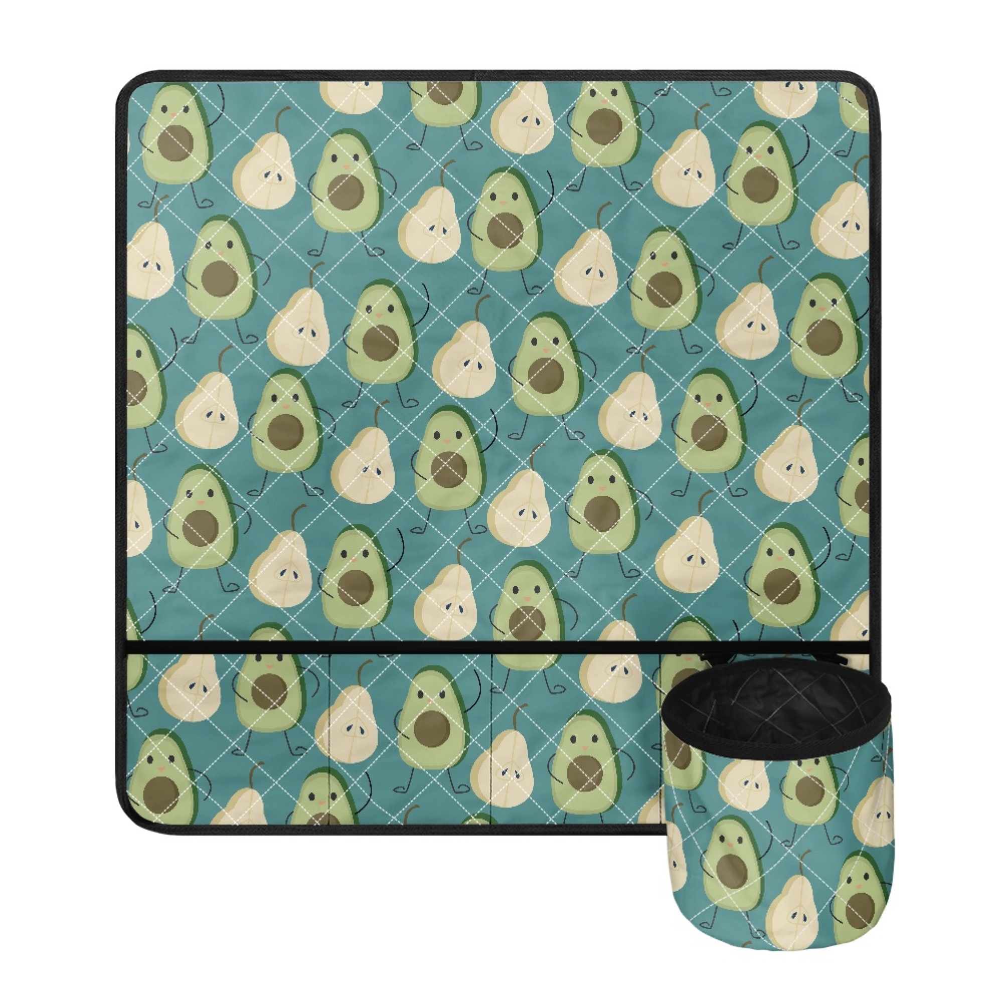 ZIATUBLE Avocado Pad Organizer for Sewing Machine Pear Sewing Machine Mat Organizer Protective Mat for Standard Household Sewing Machines Easy to Clean Sewing Machine Pad with Pockets