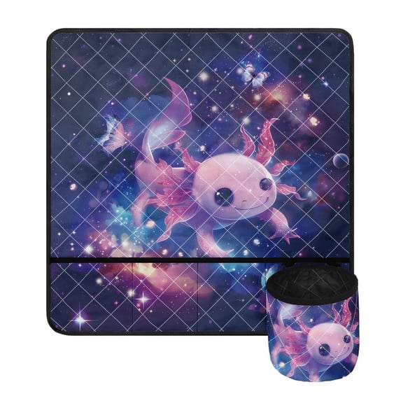 ZIATUBLE Axolotl Sewing Machine Mat to Reduce Noise Galaxy Sewing Machine Pad for Table with Extra Removable Storage Pockets Extra Long Sewing Machine Mat Non Slip Sewing Classes