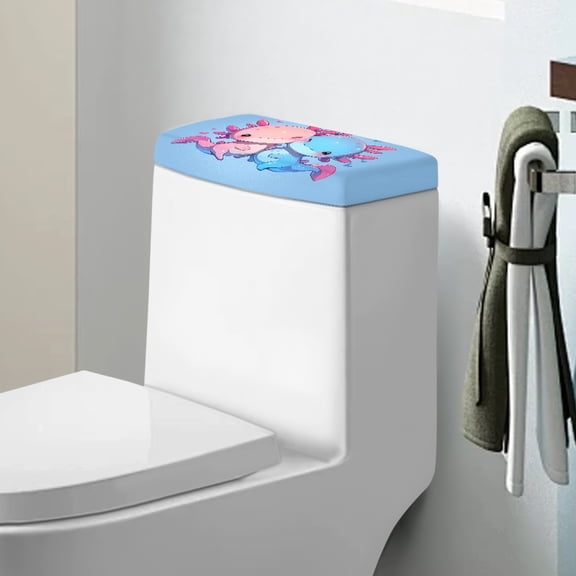 ZIATUBLE Axolotl Toilet Tank Cover Lid Soft Toilet Tank Protector Cover Washable Toilet Lid Cover Tank Covers with Stretch Edges Toilet Lid Cover Dust Cover Toilet Top Covers