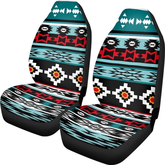 ZIATUBLE Aztec Southwest Car Seat Cover Protector Triangle Pattern Car Seat Covers Front Seat Only for Most Vehicles SUV Trucks Auto Interior Accessories 2 Pcs Stylish Car Seat Covers