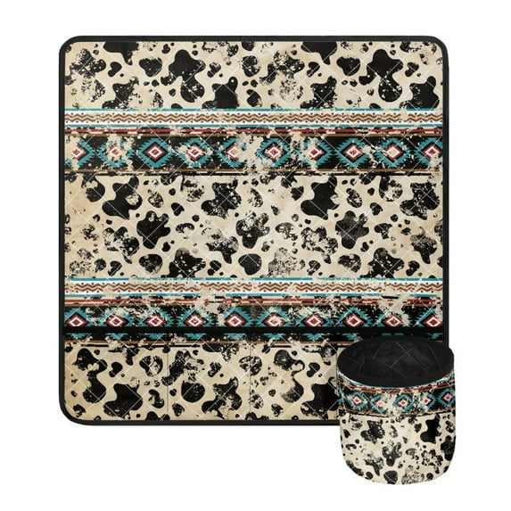 ZIATUBLE Aztec Southwest Sewing Machine Pad Cow Print Sewing Machine Muffling Matt Easy to Clean Sewing Machine Pad for Table with Removable Storage Bag Accessories Indoor