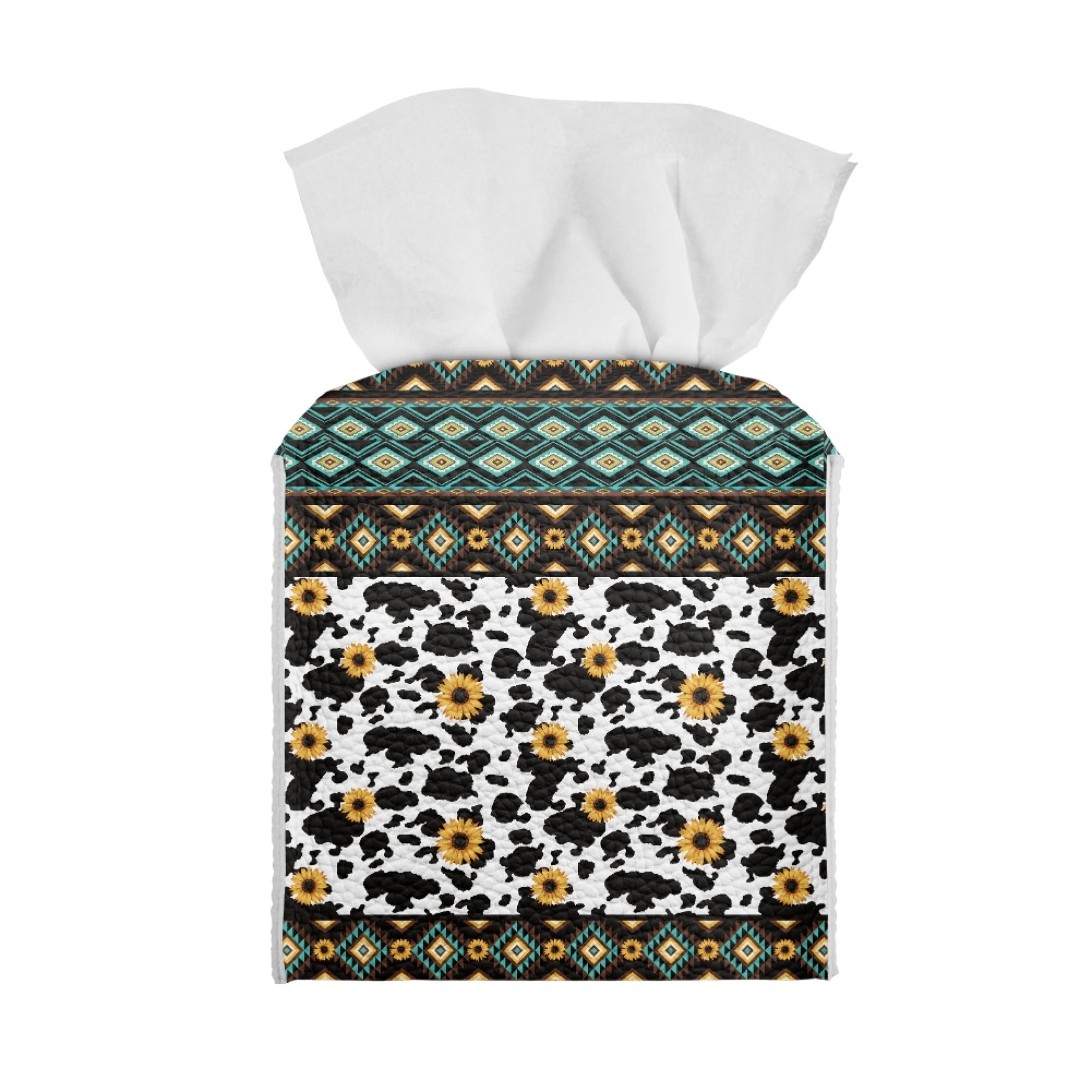 ZIATUBLE Aztec Southwest Square Tissue Box Cover Leather Cow Print ...