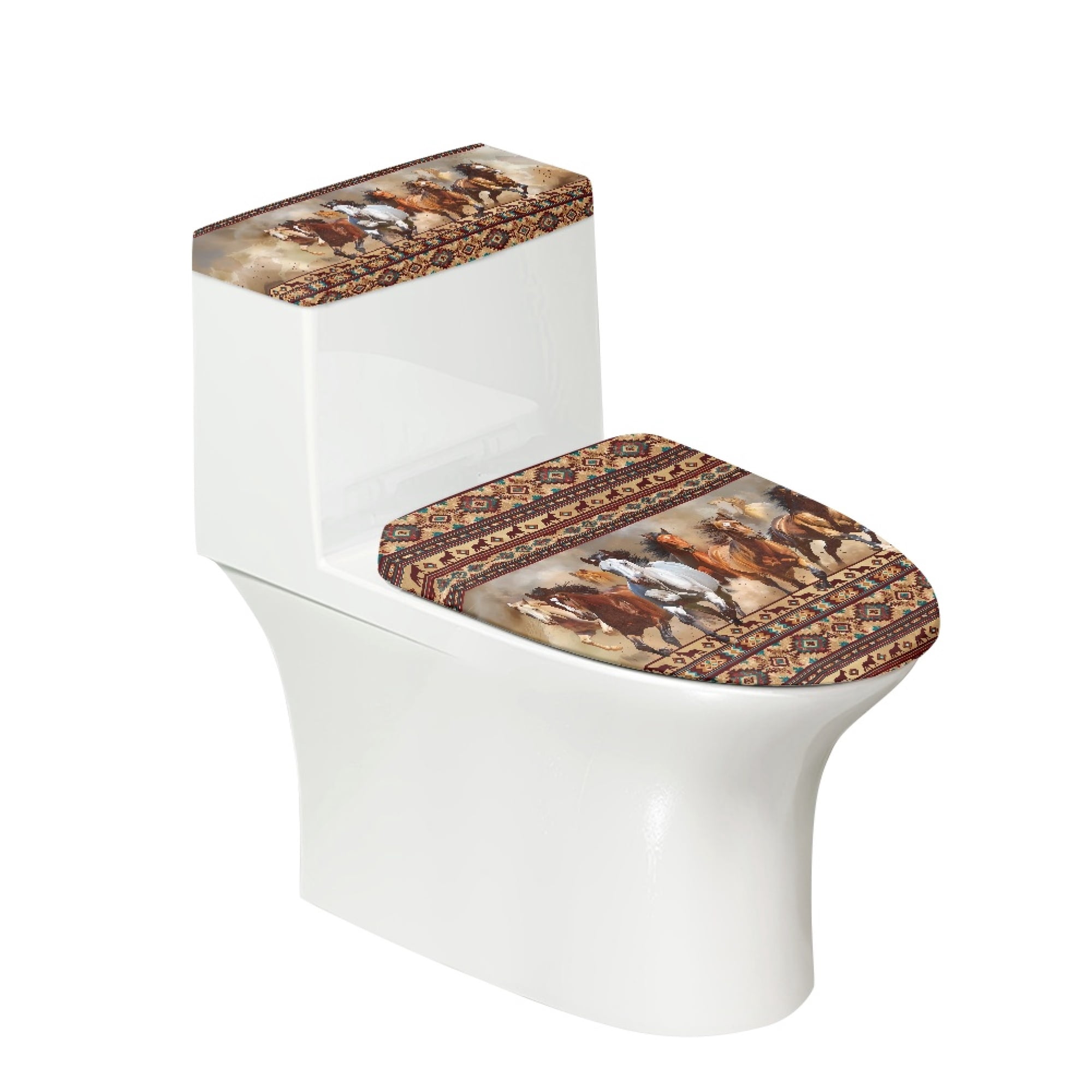 ZIATUBLE Aztec Southwest Toilet Covers 2 Pieces Set Horse Toilet Seat ...
