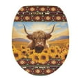 thumbnail image 1 of ZIATUBLE Aztec Southwest Toilet Lid Seat Cover Highland Cow Toilet Seat Covers for Bathroom Elongated Toilet Seat Covers Reusable Toilet Lid Cover for Home Protection, 1 of 6