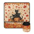 thumbnail image 1 of ZIATUBLE Black Cat Sewing Machine Mat Autumn Maple Leaves Sewing Kit Organizer Thanksgiving Pumpkin Sewing Machine Pad with Storage Pocket for Small Fabric Scraps Etc Foldable, 1 of 5