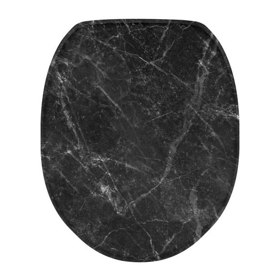 ZIATUBLE Black Marble Stripes Toilet Lid Dust Cover Oblong Toilet Seat Cover with Elastic Bottom Toilet Lid Covers for Bathroom Decoraction Fit Most Toilet Seat Covers