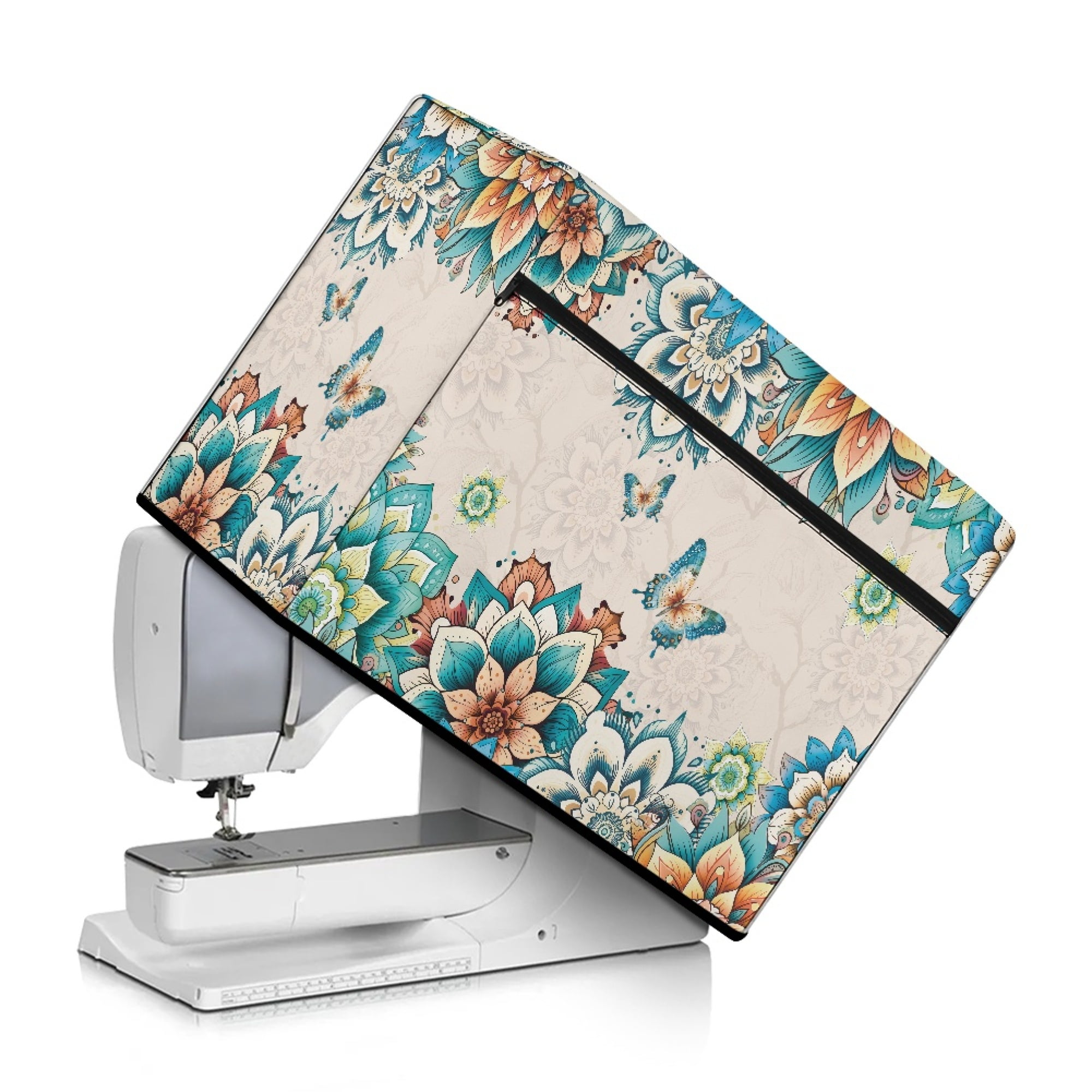 ZIATUBLE Boho Mandala Floral Cover for Sewing Machine Butterfly Soft