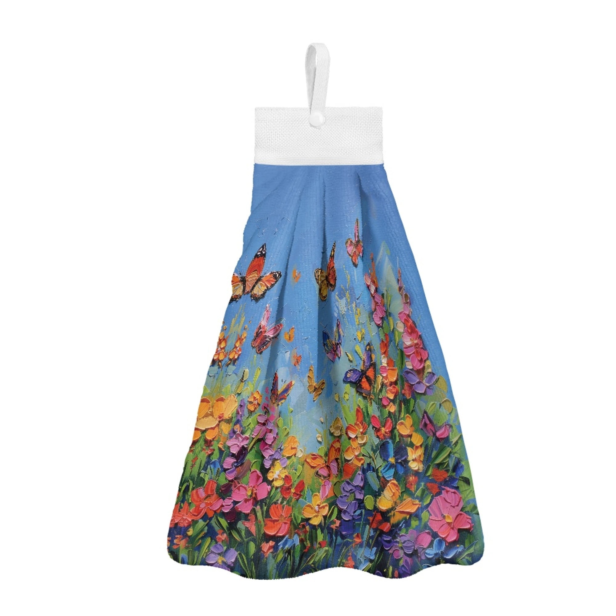 ZIATUBLE Butterfly Floral Hanging Hand Towel Oil Painting Dish Towels for Kitchen Quick Dry Hand Towels for Bathroom with Loop 3 Piece Easy to Clean Hanging Dish Towels Indoor Decor Accessories