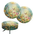 thumbnail image 1 of ZIATUBLE Butterfly Flower Bar Stool Seat Cover Cushion Set 2 Pack Removable Stool Covers Chair Slipcovers 14"-16" Polyester Round Stool Slipcover Easy to Install Stretchy Stool Covers, 1 of 6