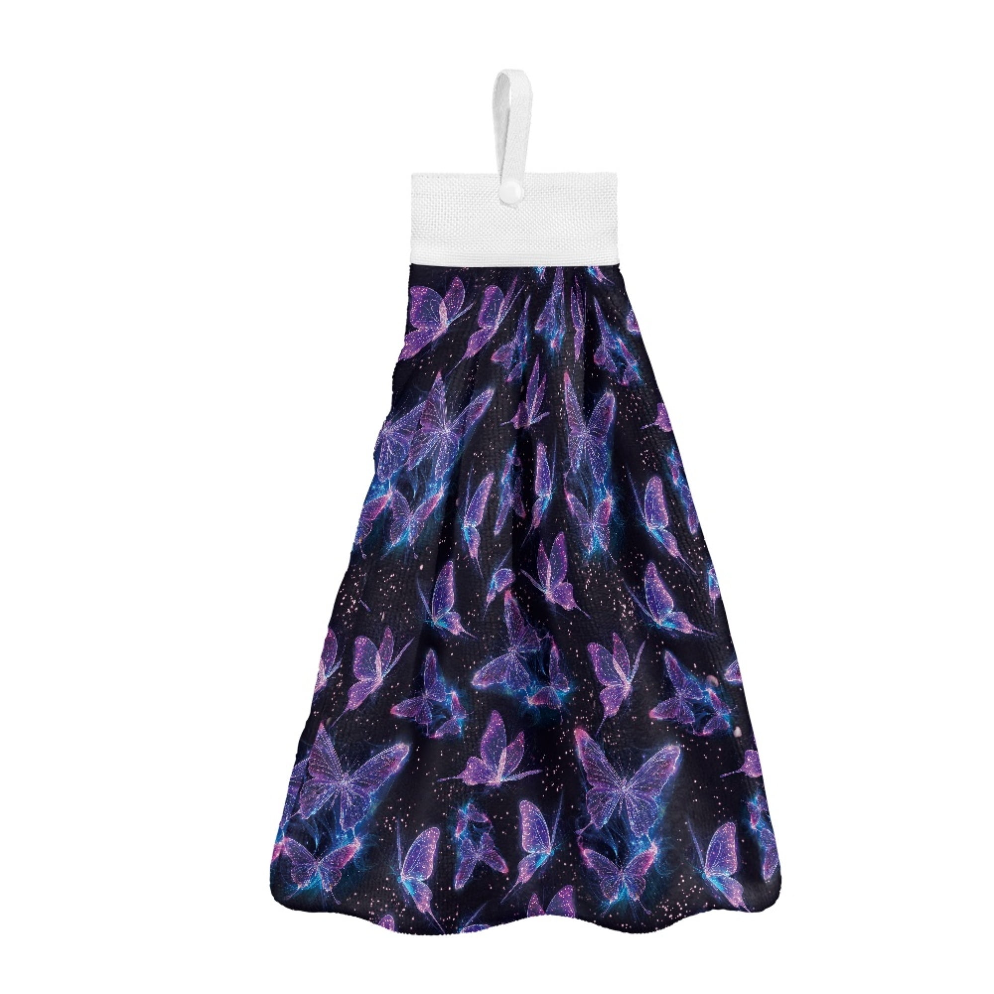 ZIATUBLE Butterfly Galaxy Bathroom Hand Towels Elastic Hanging Kitchen Towels with Loop Machine Washable Hanging Dual-Purpose Hand Towel Absorbent Dish Cloths Towel Tea Towels Home