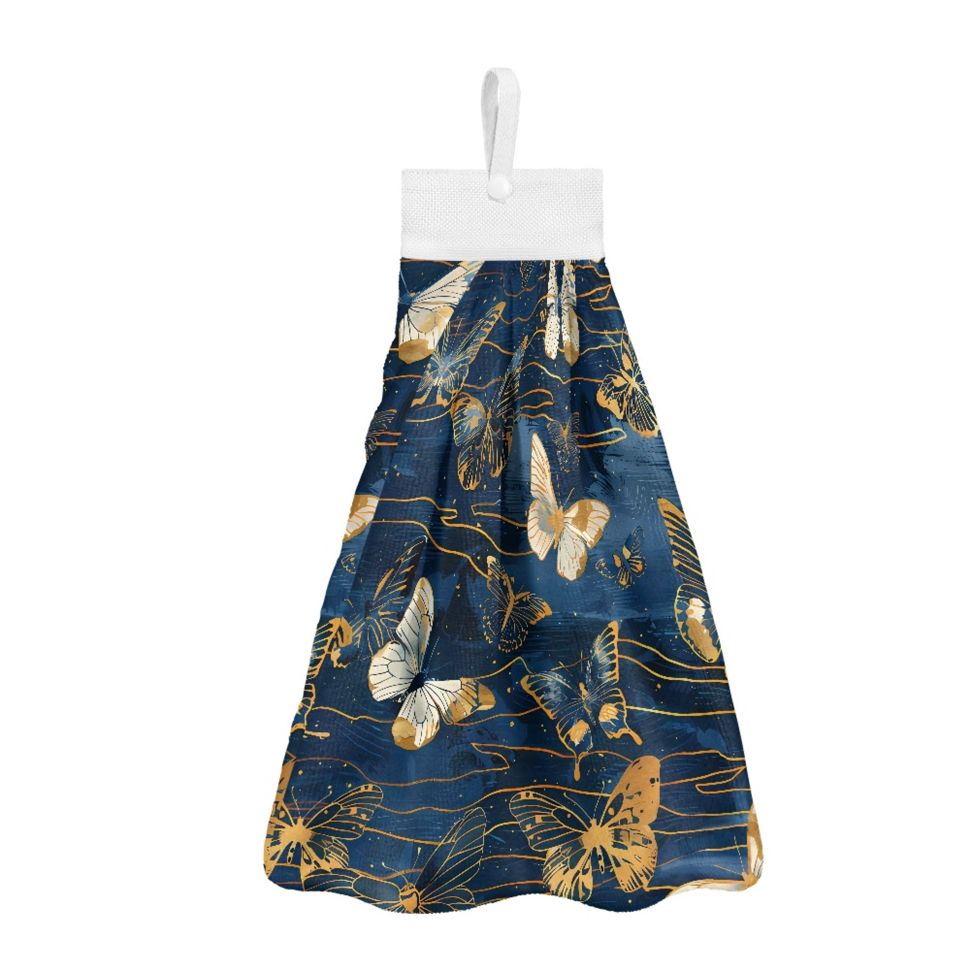 ZIATUBLE Butterfly Hanging Hand Dry Towels with Snap Button Hand Towels for Kitchen and Bathroom Machine Washable Tie Dish Towels Lightweight Hanging Hand Towels with Loop