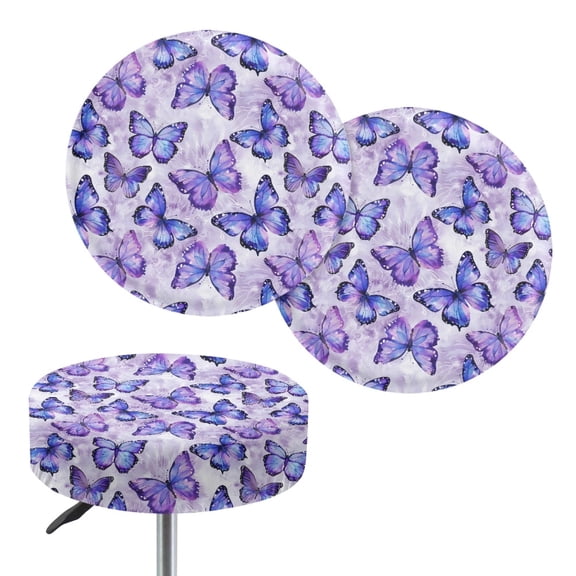 ZIATUBLE Butterfly Seat Covers for Chair Soft Bar Stool Seat Cover Cushion Set 2 Pack Polyester Round Stool Slipcover 14-16 Inch Kitchen Bar Stool Chair Seat Cover Circle Stool Covers