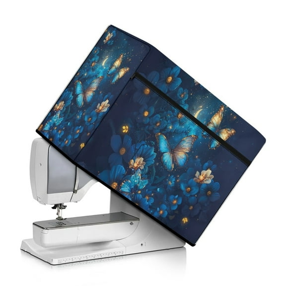 ZIATUBLE Butterfly Sewing Machine Dust Cover Floral Soft Sewing Machine Protector Cover Reusable Sewing Machine Protect Cover with Storage Pocket for Home Indoor Decoration