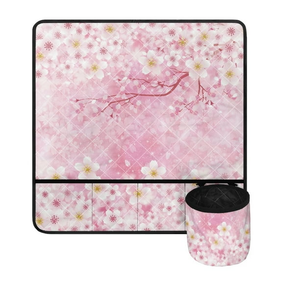 ZIATUBLE Cherry Blossom Sewing Machine Mat Reduce Vibration Sewing Machine Mat with Pockets Dustproof Sewing Machine Pad with Storage Pocket for Small Fabric Scraps Etc Foldable