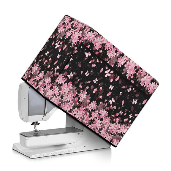 ZIATUBLE Cherry Blossom Sewing Machine Protective Dust Cover Butterfly Cover for Sewing Machine Stain Resistant Sewing Machine Protective Cover with Tote Handle and Pocket