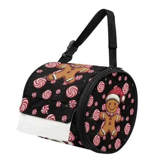 ZIATUBLE Christmas Candy Paper Towel Holder Gingerbread Man Toilet Paper Roll Dispenser Dustproof Paper Dispenser for Bathroom Foldable Travel Portable Roll Bag Home Decoration