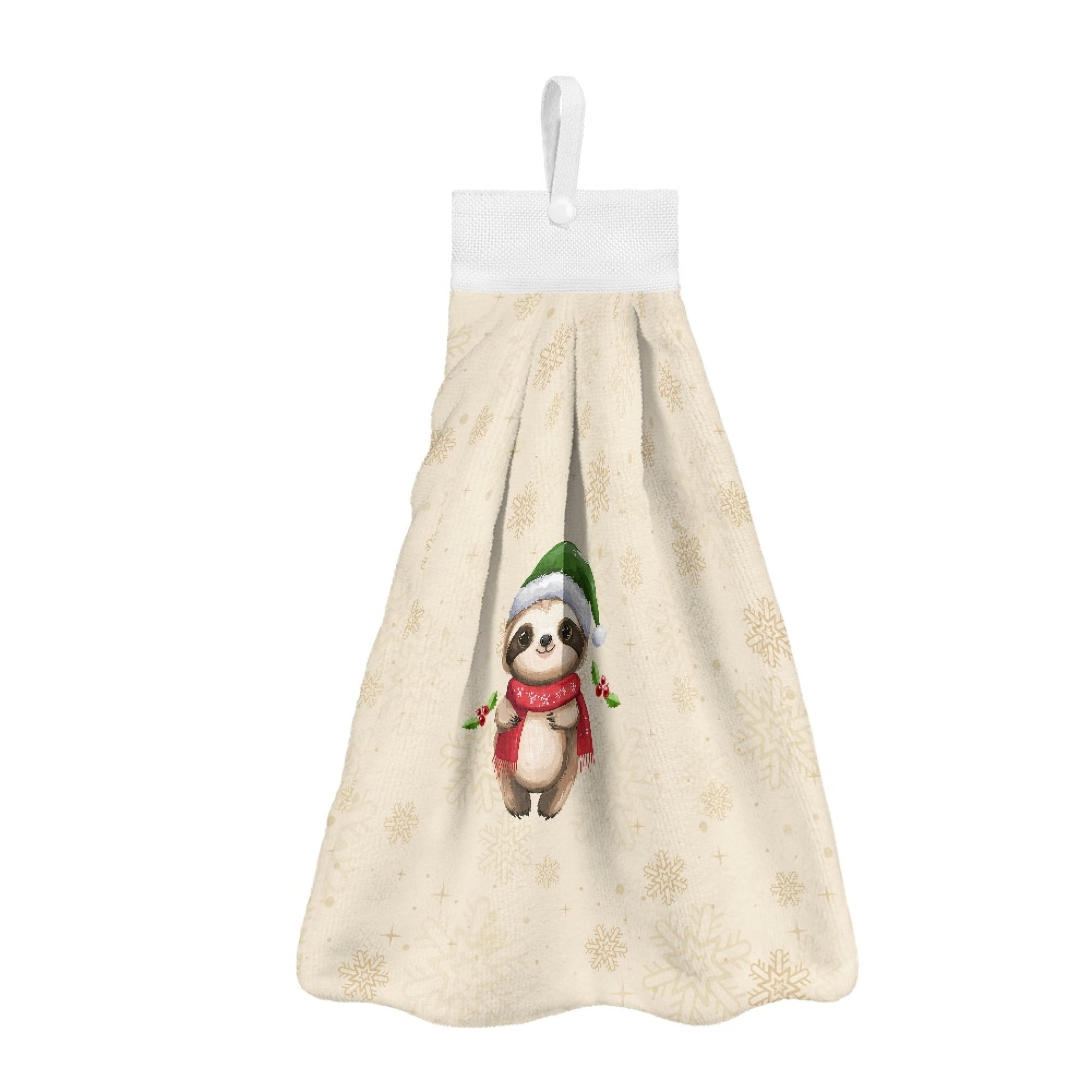 ZIATUBLE Christmas Cloth Hand Towels for Kitchen Snowflakes Hand Towels with Loop Reusable Towels for Kitchen Cleaning Set 3 Piece with Snap Button Hanging Hand Dry Towels Home Decor