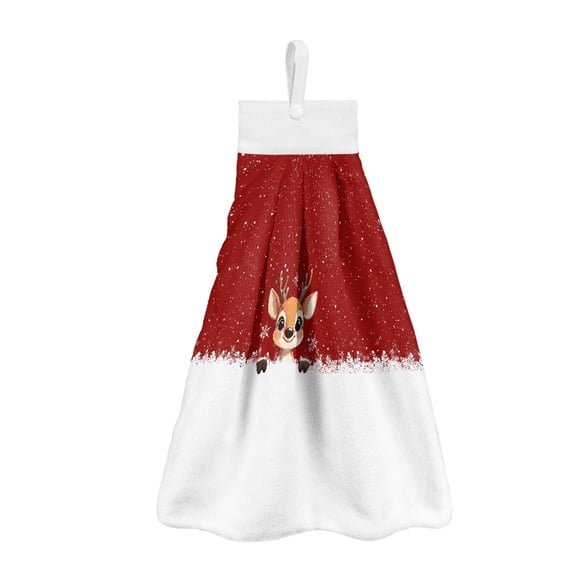 ZIATUBLE Christmas Deer Snow Hanging Kitchen Towel Breathable Dish Towel Hand Towels Absorbent Bathroom Hand Bath Towel Machine Washable Dish Hand Towel Hanging Dish Towels