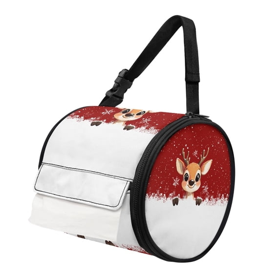ZIATUBLE Christmas Deers Toilet Paper Holder Snowflakes Hanging Paper Towel Case with Smooth Zipper Tissue Roll Hanging Cover Washable Paper Towel Roll Organizer Accessories Indoor